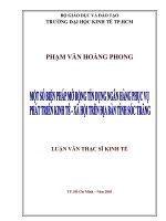 Một số biện pháp mở rộng tín dụng ngân hàng phục vụ phát triển kinh tế xã hội trên địa bàn tỉnh sóc trăng 