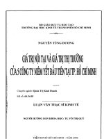 Giá trị nội tại và giá trị thị trường của 5 công ty niêm yết đầu tiên tại TP  hồ chí minh 