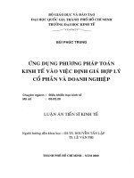 Ứng dụng phương pháp toán kinh tế vào việc định giá hợp lý cổ phần và doanh nghiệp 