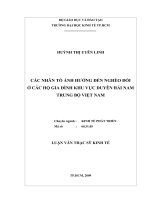 Các nhân tố ảnh hưởng đến nghèo đói ở các hộ gia đình khu vực duyên hải nam trung bộ việt nam 