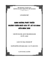 Định hướng phát triển ngành chăn nuôi heo TP  hồ chí minh đến năm 2010 