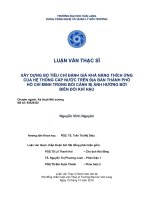 Xây dựng bộ tiêu chí đánh giá khả năng thích ứng của hệ thống cấp nước trên địa bàn thành phố hồ chí minh trong bối cảnh bị ảnh hưởng bởi biến đổi khí hậu