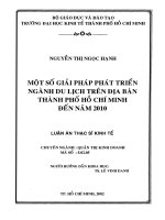 Một số giải pháp phát triển ngành du lịch trên địa bàn TP HCM đến năm 2010 