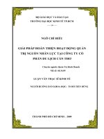 Giải pháp hoàn thiện hoạt động quản trị nguồn nhân lực tại công ty cổ phần du lịch cần thơ 