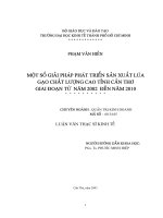 Một số giải pháp phát triển sản xuất lúa gạo chất lượng cao tỉnh cần thơ giai đoạn từ năm 2002 đến năm 2010 