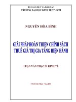 Giải pháp hoàn thiện chính sách thuế giá trị gia tăng hiện hành 