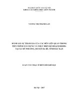 Đánh giá sự tham gia của các bên liên quan chính trong tiến trình xây dựng và thực hiện kế hoạch REDD + tại xã mỹ phương, huyện ba bể, tỉnh bắc kạn 