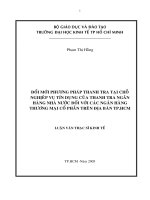 Đổi mới phương pháp thanh tra tại chỗ nghiệp vụ tín dụng của thanh tra ngân hàng nhà nước đối với các ngân hàng thương mại cổ phần trên địa bàn TP HCM 