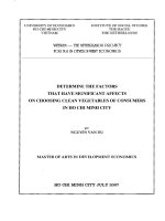 Determine the factors that have significant affects on choosing clean vegetables of consumers in ho chi minh city 