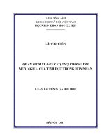 Quan niệm của các cặp vợ chồng trẻ về ý nghĩa của tình dục trong hôn nhân (Luận án tiến sĩ)