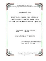 Thực trạng và giải pháp nâng cao chất lượng của thông tin kế toán trên thị trường chứng khoán việt nam 
