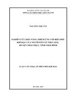Nghiên cứu khả năng thích ứng với biến đổi khí hậu của người dân xã thụy hải, huyện thái thụy, tỉnh thái bình 