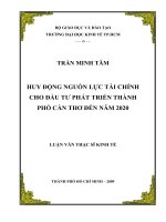 Huy động nguồn lực tài chính cho đầu tư phát triển thành phố cần thơ đến năm 2020 