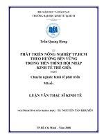Phát triển nông nghiệp TP HCM theo hướng bền vững trong tiến trình hội nhập kinh tế thế giới 