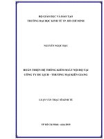 Hoàn thiện hệ thống kiểm soát nội bộ tại công ty du lịch   thương mại kiên giang 
