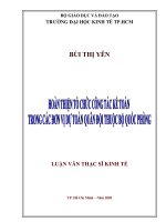 Hoàn thiện tổ chức công tác kế toán trong các đơn vị dự toán quân đội thuộc bộ quốc phòng 