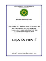 Ảnh hưởng của phương thức chăn nuôi lợn đến chất lượng quyền lợi động vật và năng suất chăn nuôi ở một số tỉnh đồng bằng Sông Hồng (LA tiến sĩ)