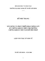 Xây dựng và phát triển hoạt động lưu ký chứng khoán trên thị trường chứng khoán việt nam để hội nhập 
