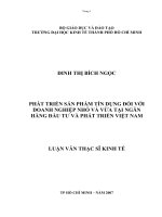 Phát triển sản phẩm tín dụng đối với doanh nghiệp vừa và nhỏ tại ngân hàng đầu tư và phát triển việt nam 