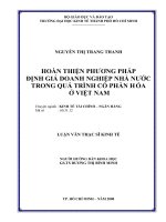 Hoàn thiện phương pháp định giá doanh nghiệp nhà nước trong quá trình cổ phần hóa ở việt nam 