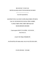 Giải pháp nâng cao chất lượng hoạt động tín dụng tại các chi nhánh ngân hàng nông nghiệp và phát tiển nông thôn trên địa bàn thành phố hồ chí minh 