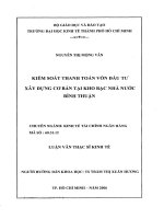 Kiểm soát thanh toán vốn đầu tư xây dựng cơ bản tại kho bạc nhà nước bình thuận 