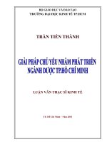 Giải pháp chủ yếu nhằm phát triển ngành dược TP  hồ chí minh 