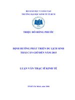 Định hướng phát triển du lịch sinh thái cần giờ đến năm 2015 