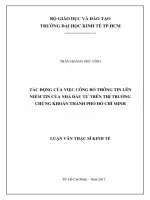 Tác động của việc công bố thông tin lên niềm tin của nhà đầu tư trên thị trường chứng khoán thành phố hồ chí minh 