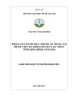 Khảo sát danh mục thuốc sử dụng tại bệnh viện đa khoa huyện lạc thủy tỉnh hòa bình năm 2016 