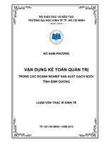 Vận dụng kế toán quản trị trong các doanh nghiệp sản xuất gạch ngói tỉnh bình dương 