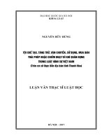 Tội chế tạo, tàng trữ, vận chuyển, sử dụng, mua bán trái phép hoặc chiếm đoạt vũ khí quân dụng trong luật hình sự việt nam (trên cơ sở thực tiễn địa bàn tỉnh thanh hóa) 