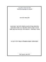 Giáo dục truyền thống lịch sử địa phương cho học sinh các trường trung học cơ sở trên địa bàn huyện yên phong, tỉnh bắc ninh 