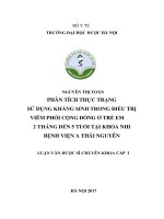 Phân tích thực trạng sử dụng kháng sinh trong điều trị viêm phổi cộng đồng ở trẻ em 2 tháng đến 5 tuổi tại khoa nhi bệnh viện a thái nguyên 