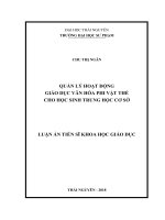 Quản lý hoạt động giáo dục văn hóa phi vật thể cho học sinh trung học cơ sở