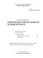 SKKN PHƯƠNG PHÁP QUẢN LÝ CÔNG TÁC CHỦ NHIỆM LỚP TẠI  TRƯỜNG THPT VĨNH CỬU