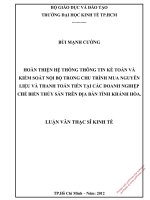 Hoàn thiện hệ thống thông tin kế toán và kiểm soát nội bộ trong chu trình mua nguyên liệu và thanh toán tiền tại các doanh nghiệp chế biến thủy sản trên địa bàn tỉnh khánh hòa 