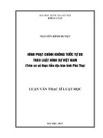 Hình phạt chính không tước tự do theo luật hình sự việt nam (trên cơ sở thực tiễn địa bàn tỉnh phú thọ) 