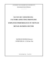 Factors afecting frontline employy performance in Vietnam retail banking sector