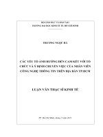 Các yếu tố ảnh hưởng đến cam kết với tổ chức và ý định chuyển việc của nhân viên công nghệ thông tin trên địa bàn thành phố hồ chí minh 