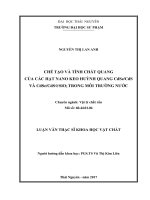 Chế tạo và tính chất quang các hạt nano keo huỳnh quang cdse cds và cdse cdssio2 trong môi trường nước 