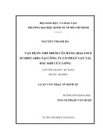 Vận dụng thẻ điểm cân bằng (Balanced Scorecard) tại Công ty Cổ phần Vận tải Dầu khí Cửu Long