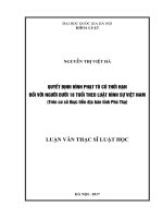 Quyết định hình phạt tù có thời hạn đối với người dưới 18 tuổi theo luật hình sự việt nam (trên cơ sở thực tiễn địa bàn tỉnh phú thọ) 