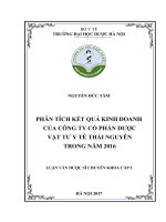 Phân tích kết quả kinh doanh của công ty cổ phần dược vật tư y tế thái nguyên trong năm 2016 