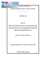 Phân tích những nhân tố ảnh hưởng đến mức độ hài lòng của khách hàng đối với dịch vụ truyền hình cáp