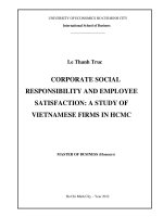 Corporate social responsibility and employee satisfaction  a study of vietnamese firms in HCMC 