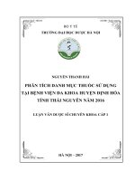 Phân tích danh mục thuốc sử dụng tại bệnh viện đa khoa huyện định hóa tỉnh thái nguyên năm 2016 