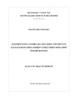 Giải pháp nâng cao hiệu quả huy động vốn tiền gửi tại ngân hàng nông nghiệp và phát triển nông thôn tỉnh Bình Dương _