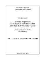 Quản lý hoạt động giáo dục văn hóa phi vật thể cho học sinh Trung học cơ sở (tt)