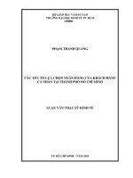 Các yếu tố lựa chọn ngân hàng của khách hàng cá nhân tại TP. HCM